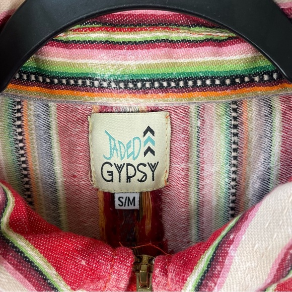 Jaded Gypsy Aztec Western Jacket Boho Southwest Serape Zip Shirt S/M Sunset Vibe - Picture 3 of 15